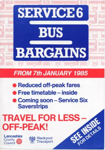 Blackpool Transport Bus Timetable - 6 - Blackpool-Mereside - January 1985