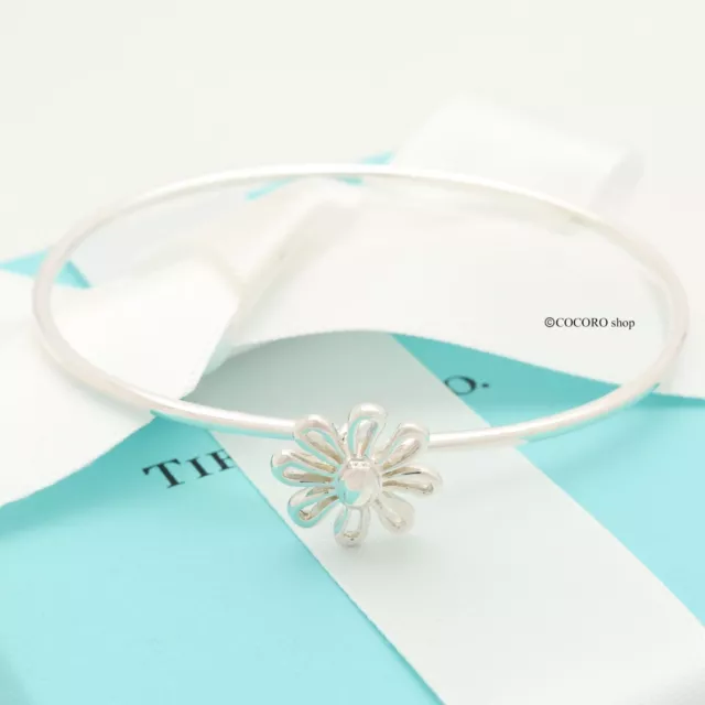 Tiffany & Co. Picasso Daisy Flower Hook Bangle Bracelet 6.6" Silver 925 w/Pouch