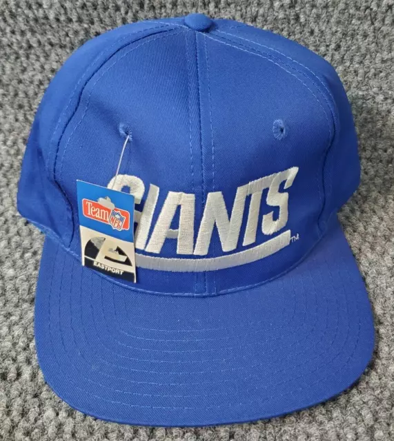 Vtg New York Giants Eastport Snapback Hat Cap NFL Blue Snapback NWT Spell Out