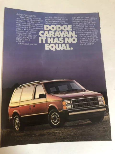 vintage Dodge Caravan Print Ad  Advertisement 1985 PA1