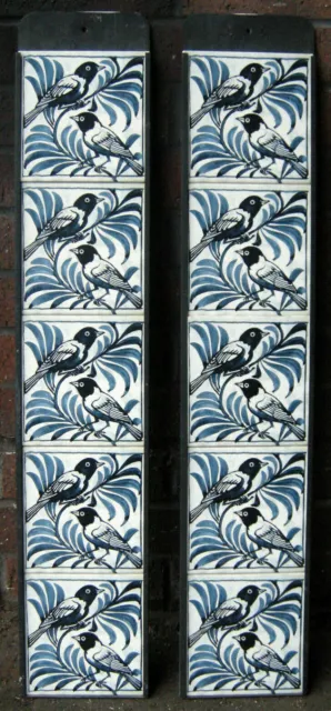 William De Morgan Weaver Birds Kiln Fired Fireplace Tile Set (10 tiles)
