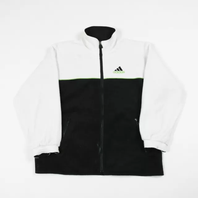 Vintage adidas Polaire Réversible Veste Rétro 90s Manteau Rayure Bomber Doublé