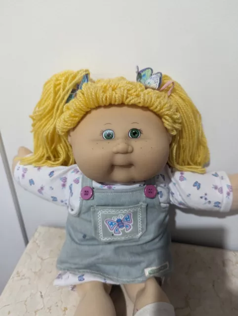 Cabbage patch Doll With Blonde Double Poodle Hair Play along Vintage Freckles 2