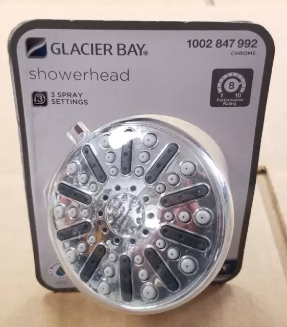 Glacier Bay 3-Spray 3.5 in Single Wall Mount Fixed Adjustable Shower Head Chrome