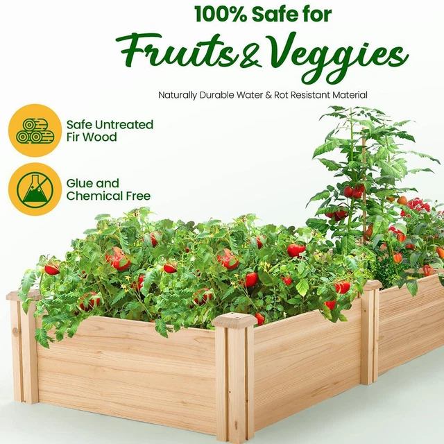 WOODEN RAISED GARDEN Bed,Outdoor DIY Elevated Planter Box for Flowers