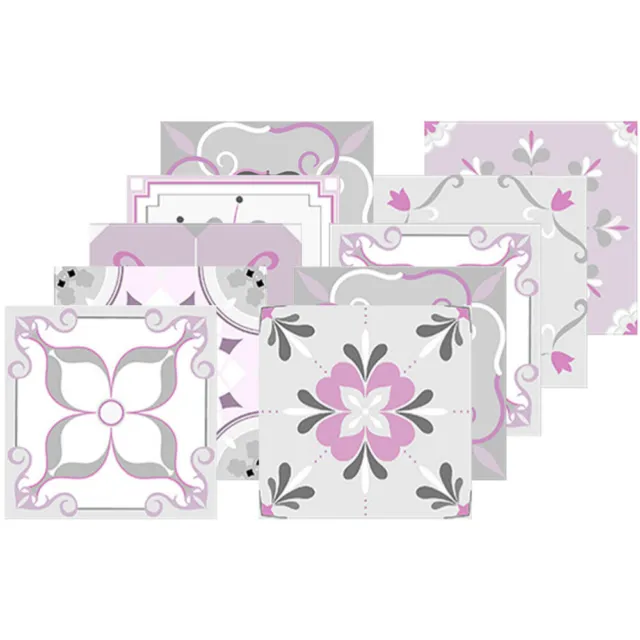 20 piezas pegatinas de azulejos de PVC rosa para baldosas murales