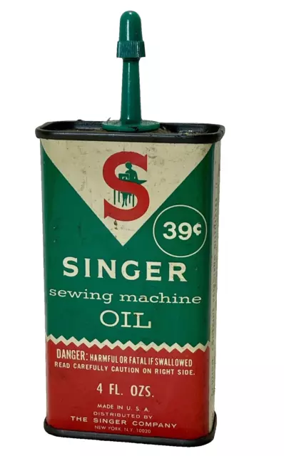 Vintage Singer Sewing Machine Oil 4 Oz 30 Cent Tin Can Advertising