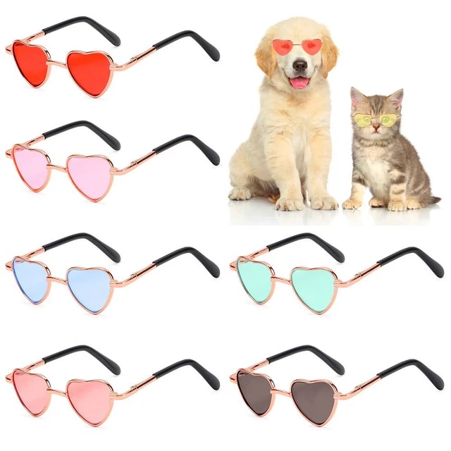 Bambole Occhiali da sole Gatto Cuore Metallo Occhiali da sole Cane Gatti Cani di piccola taglia