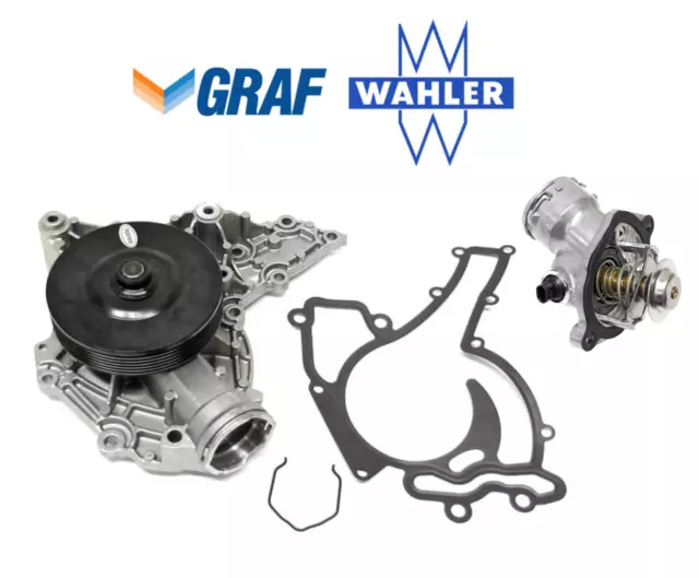 Water Pump w/ Pulley + Thermostat OEM Wahler Graf for Mercedes V8 E G GL ML S SL