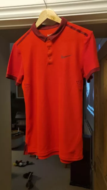 Nike Roger Federer 2014 Shanghai Basel ATP Finals polo shirt tennis red RF SMALL