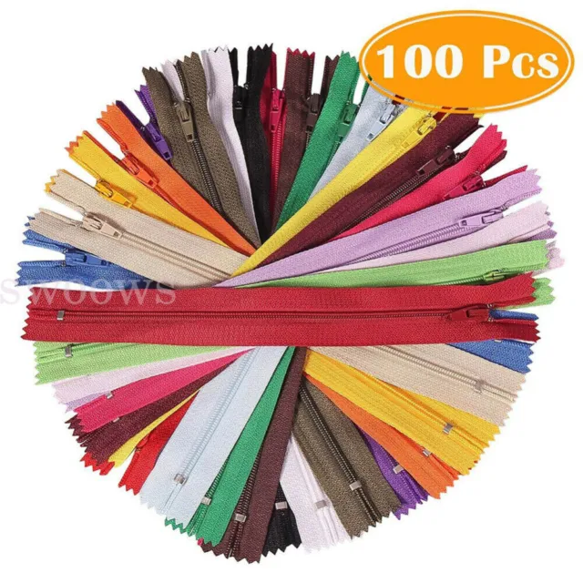 100pcs 20cm 30cm Closed End Nylon Zippers for Tailor Sewer DIY Craft Sewing AU