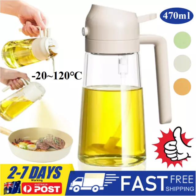 2 in 1 Glass Oil Sprayer & Dispenser,Glass Oil Bottle with Premium Nozzle^