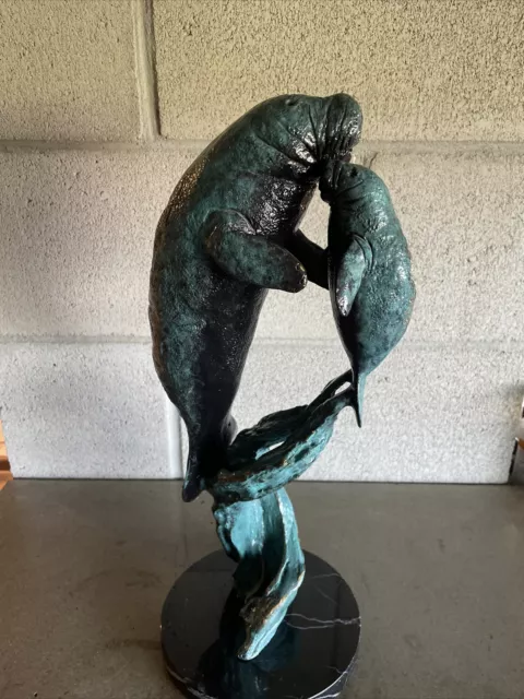 Wyland Endangered Manatees Bronze sculpture. 53/300