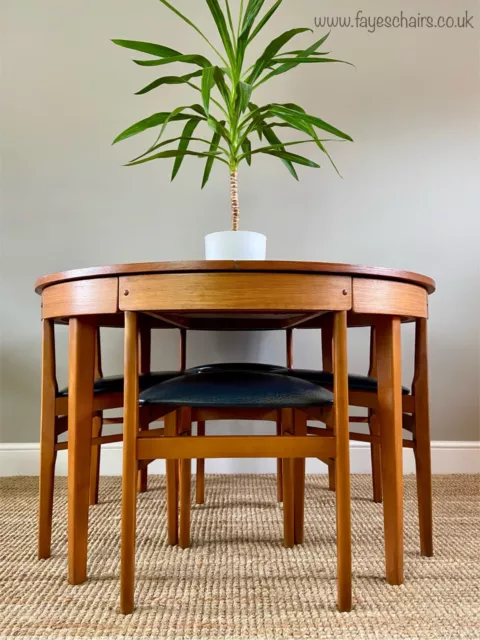 McIntosh Mid-Century Round Extendable Dining Table and Chairs, 1960s, Set of 4
