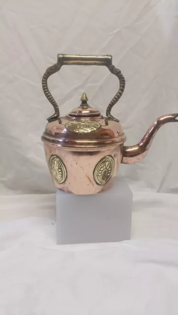 Antique Small Copper And Brass Kettle.