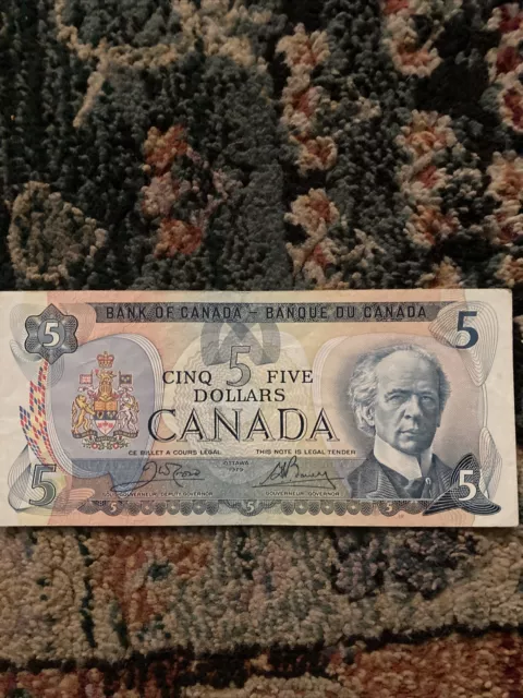 Five Dollar Note Canada 1972 Ottawa Circulated Canadian 5 Dollar