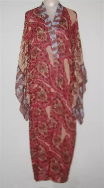 NWT Anthropologie BL-NK Viscose FLORAL Print DUSTER Kimono Pink Rose MSRP$140