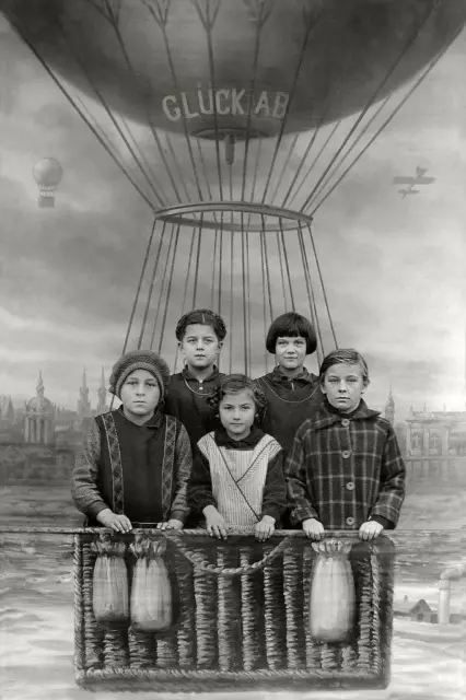 Antique Photo ... Hot Air Ballon Children Studio Photo ... Photo Print 4x6