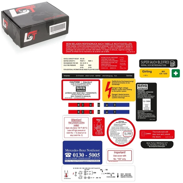 Vehicle Ration Stickers SICHERHEITSHINWEIS FAHRZEUGAUFKLEBER RESTAURATION Sticker für Mercedes ...