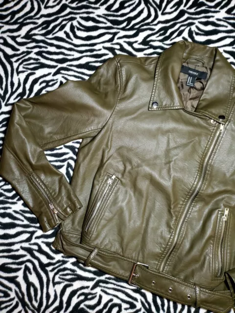 Forever 21 Faux Leather Moto Jacket Women Medium 3