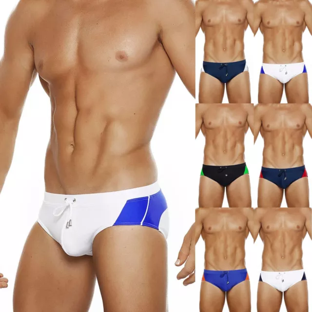 Men Swimming Briefs Swim Shorts Trunks Color Matching Low Rise Beach Swimwear