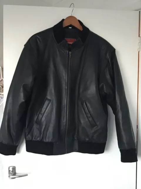 mens black vintage leather XS bomber jacket