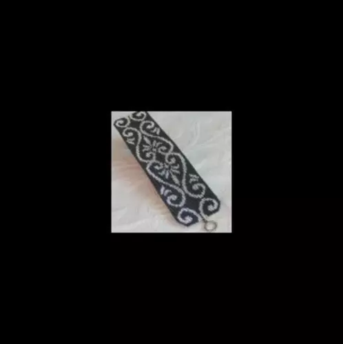 Loom Bead Pattern - Evening Beauty Pewter Cuff Bracelet