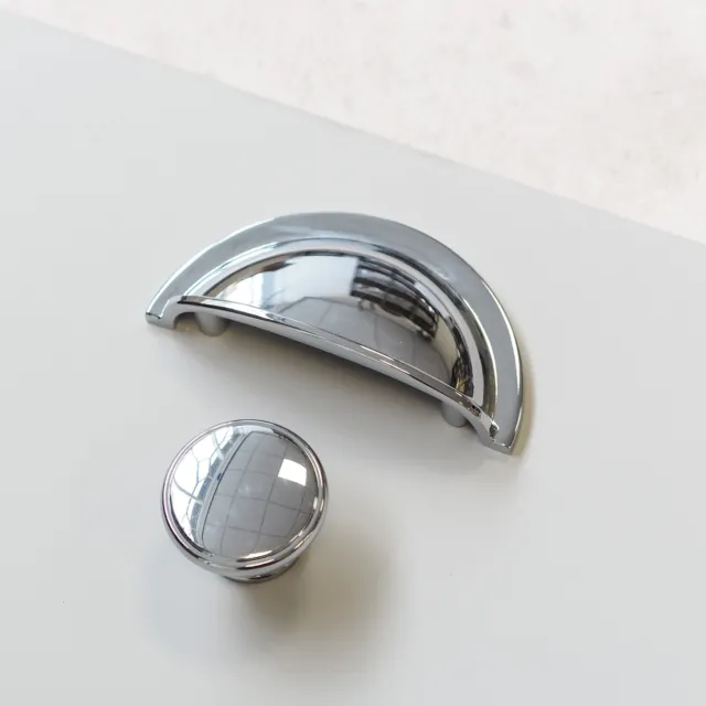 Kitchen Cupboard Cup Handle Knob Polished Chrome Door Drawer Cabinet Vanity Pull