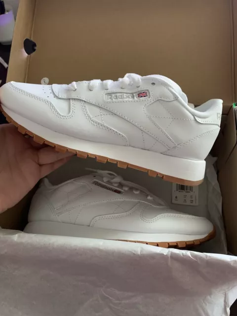 Reebok Womens Classic Leather Sneaker White/Pure Grey/Gum Size 6 Free Ship 📦