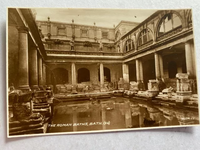 Bath Postcard Real Photo RPPC Roman Baths East Somerset Valentines & Sons