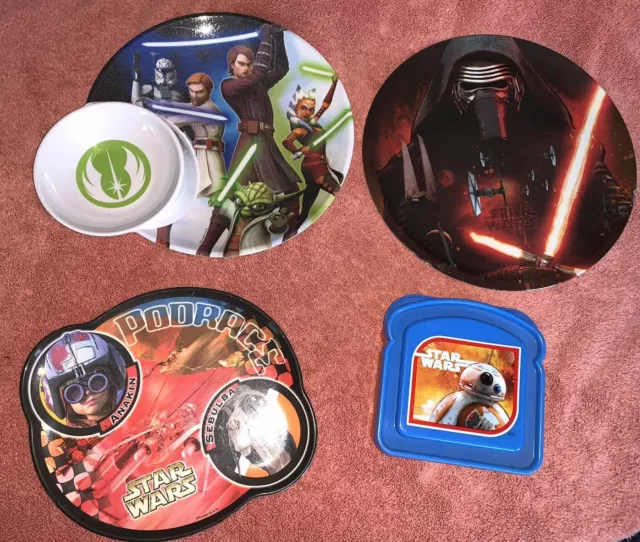 Zak Melamine Star Wars Anakin PodRace BB8 Sandwich Case Plate Bowl Yoda Kylo Ren