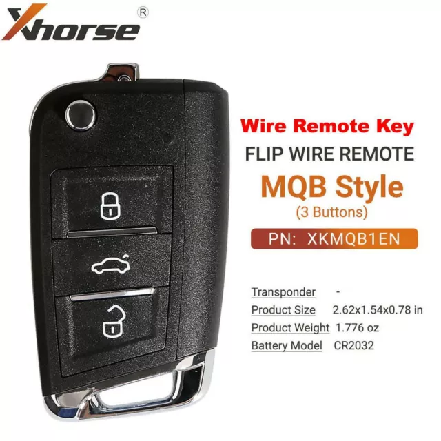 5× Xhorse Wire Remote Key for MQB  Style 3 Buttons XKMQB1EN for VVDI Key Tool 3