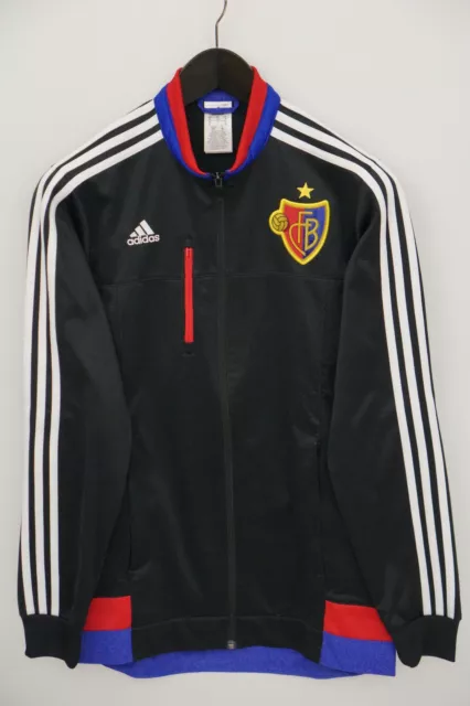 Hombre adidas Suiza FC Basilea Sudadera Cremallera Completa Black 3 Rayas S