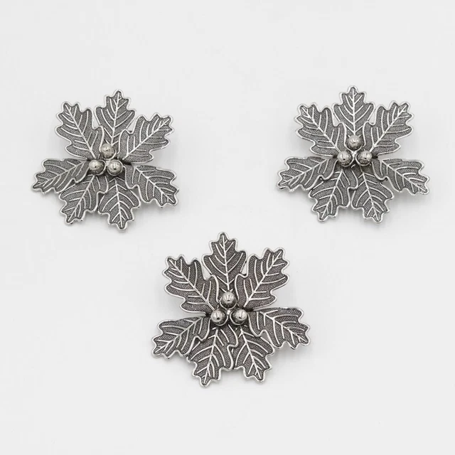 3 Unidad Armas de Jabalí Hoja Roble Portada Grande 7 3 Bellotas Plateado