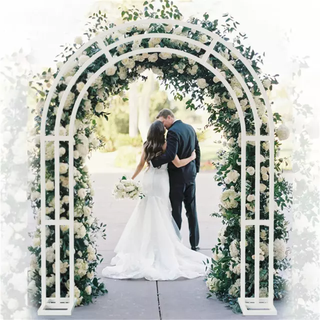 XL Triple-Rail Metal Wedding Arch Backdrop Archway Stand Outdoor Climbing Plants