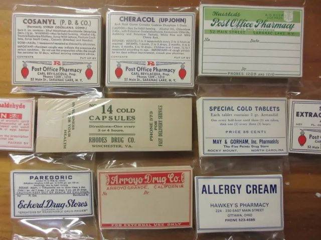 500-Old Poison  Pharmacy- Medicine Bottle Label Lot= 50 Of Ea. Not Stuck