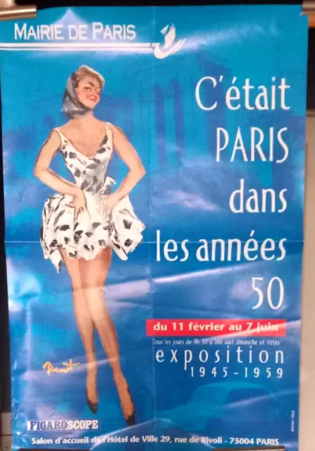 C'ETAIT PARIS DANS LES ANNEES 50 / AFFICHE 40 x 60/ BRENOT/ PIN-UP/ 4 CHEVAUX