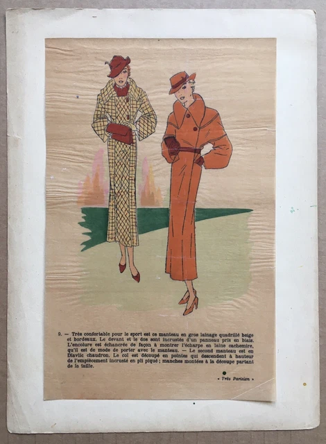 Patron De Couture Vintage "Modes De Paris" Pour Manteau D'hiver Femme - Ancien - Occasion