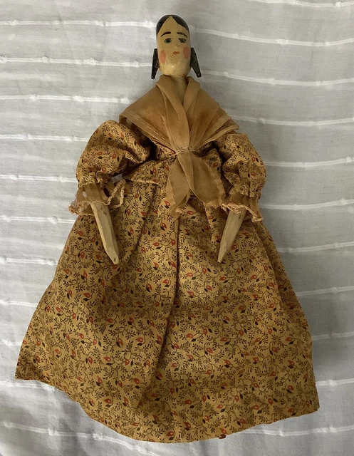 Antique Wood Wooden Doll Peg Joints Rare Mystery Doll 2