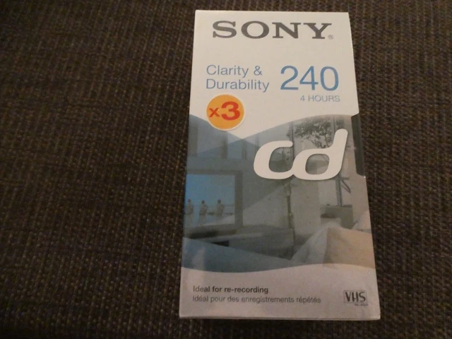 SONY CD 240 4 Hour Blank VHS Video Cassette Tapes 3 Pack NEW SEALED £10 ...