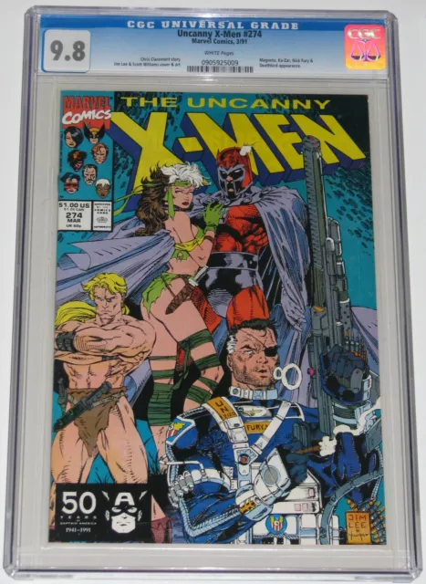 Uncanny X-Men 274 CGC 9.8. 1st cover appearance Savage Land Rogue! Jim Lee!