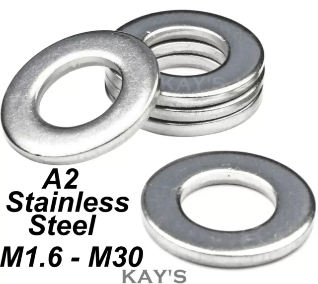 Stainless Steel Washers Form A Flat To Fit Metric Bolts & Screws M1.6-M30 A2