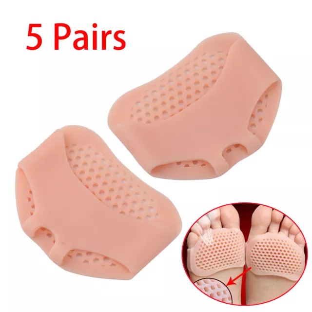5 Pairs Gel Metatarsal Pads Ball of Foot Cushion Forefoot Care Sore Feet Pain