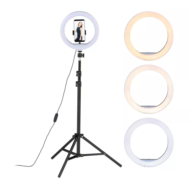 LED Ringlicht mit Stativ Ringleuchte Selfie Licht Streaming Licht Ring Lampe 10"