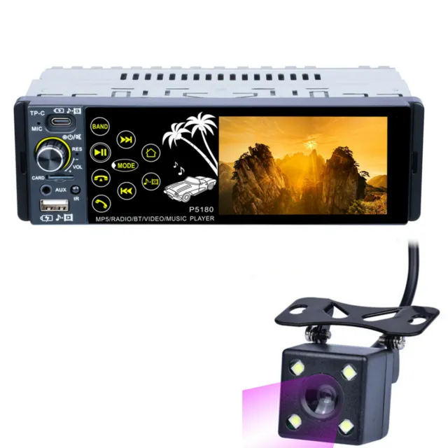 Car MP5 Player 4.1in Bluetooth Stereo Radio USB FM TF AUX SWC W/Rear View Camera