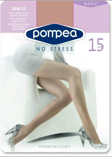 12 Collant Pompea No Stress 15 Den Elasticizzato Velato Opaco Corpino Rinforzato