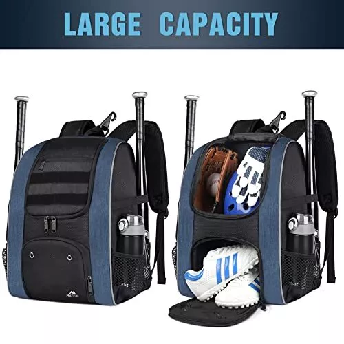 BASEBALL BACKPACK, LIGHTWEIGHT Softball Bag with Shoes Compartment ...