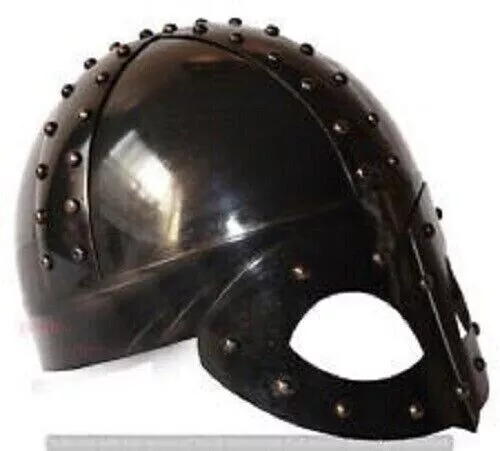 Casco de lujo de caballero con máscara vikinga medieval con forro y correa...