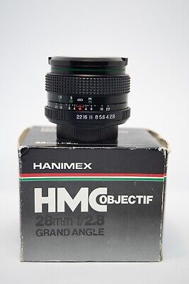 Objectif Grand Angle HANIMEX HMC 28mm F/2,8 M42 (CANON/NIKON/PENTAX avec bague)