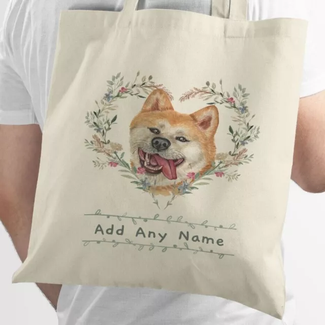 Personalised Akita Inu Dog Cotton Tote Bag - Add A Name